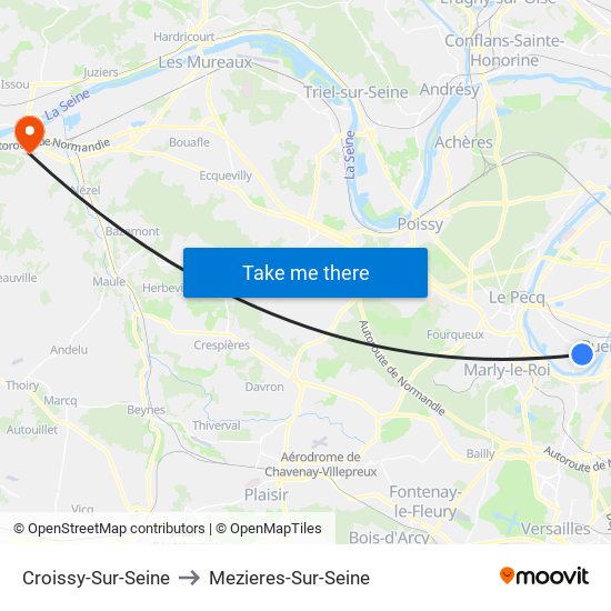 Croissy-Sur-Seine to Mezieres-Sur-Seine map