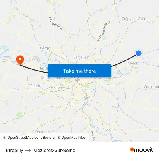 Etrepilly to Mezieres-Sur-Seine map