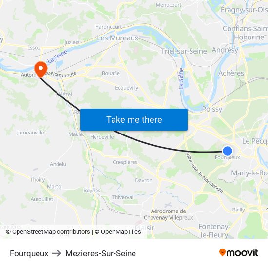 Fourqueux to Mezieres-Sur-Seine map