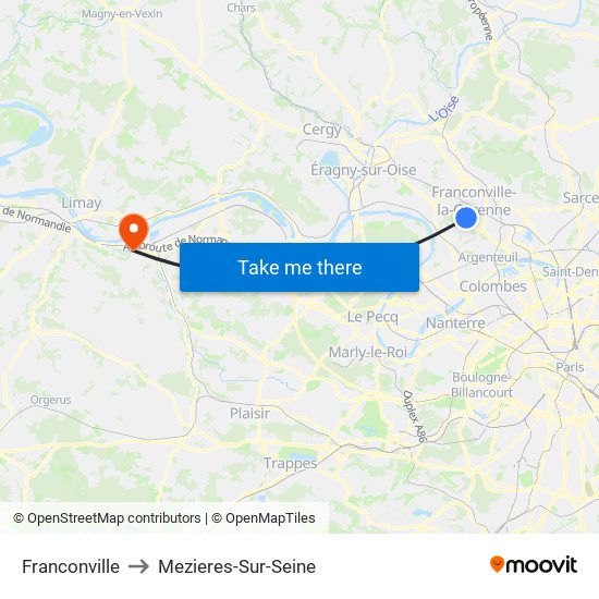 Franconville to Mezieres-Sur-Seine map