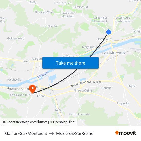 Gaillon-Sur-Montcient to Mezieres-Sur-Seine map