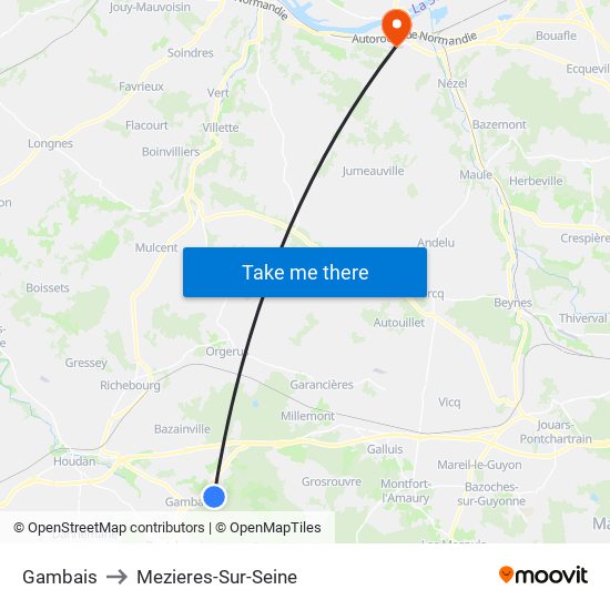 Gambais to Mezieres-Sur-Seine map