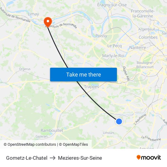 Gometz-Le-Chatel to Mezieres-Sur-Seine map