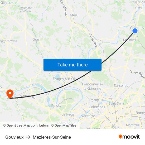 Gouvieux to Mezieres-Sur-Seine map