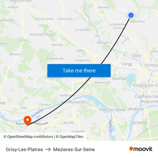 Grisy-Les-Platres to Mezieres-Sur-Seine map