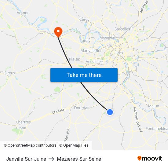 Janville-Sur-Juine to Mezieres-Sur-Seine map