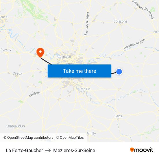La Ferte-Gaucher to Mezieres-Sur-Seine map