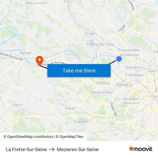 La Frette-Sur-Seine to Mezieres-Sur-Seine map