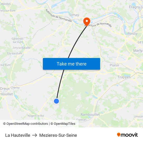 La Hauteville to Mezieres-Sur-Seine map