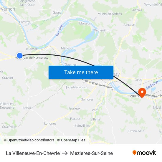 La Villeneuve-En-Chevrie to Mezieres-Sur-Seine map