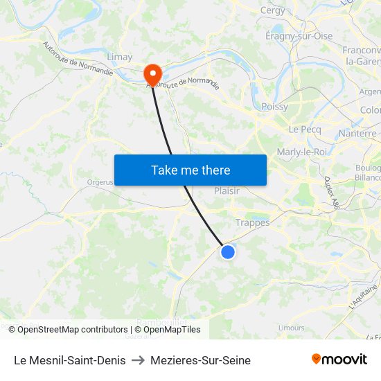Le Mesnil-Saint-Denis to Mezieres-Sur-Seine map