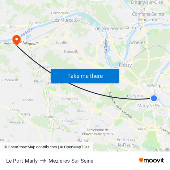Le Port-Marly to Mezieres-Sur-Seine map