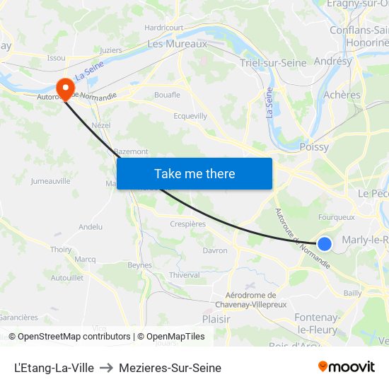 L'Etang-La-Ville to Mezieres-Sur-Seine map