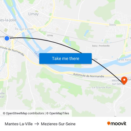 Mantes-La-Ville to Mezieres-Sur-Seine map