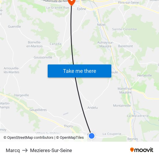 Marcq to Mezieres-Sur-Seine map