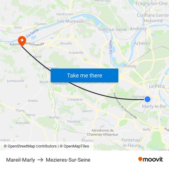 Mareil-Marly to Mezieres-Sur-Seine map