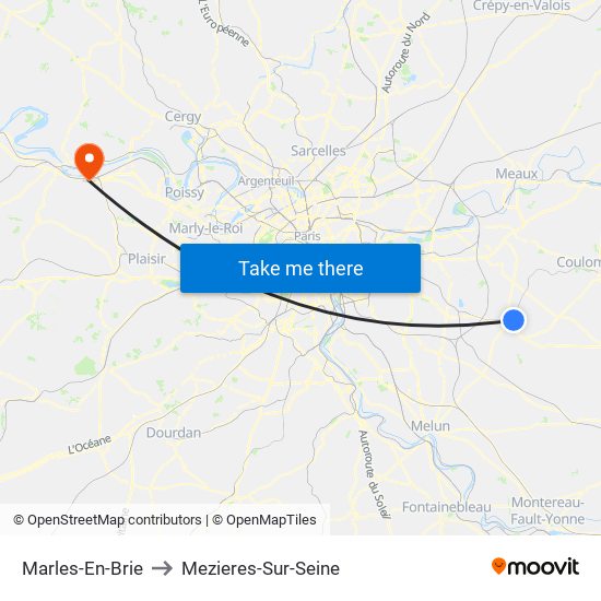 Marles-En-Brie to Mezieres-Sur-Seine map