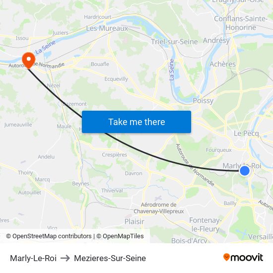 Marly-Le-Roi to Mezieres-Sur-Seine map