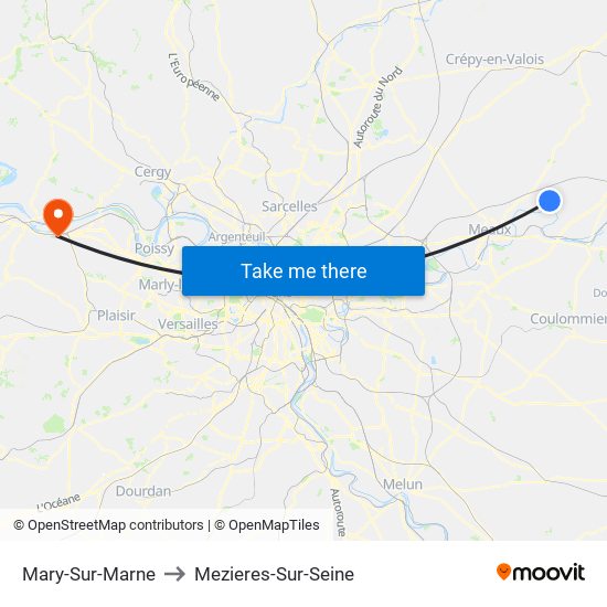 Mary-Sur-Marne to Mezieres-Sur-Seine map