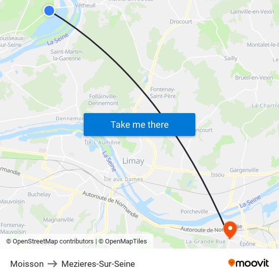 Moisson to Mezieres-Sur-Seine map