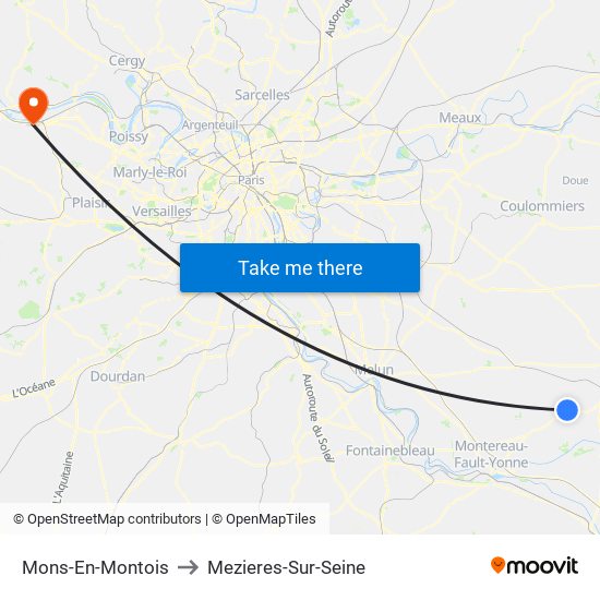 Mons-En-Montois to Mezieres-Sur-Seine map