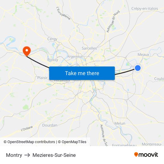 Montry to Mezieres-Sur-Seine map