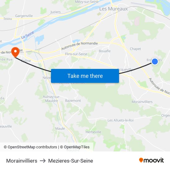 Morainvilliers to Mezieres-Sur-Seine map