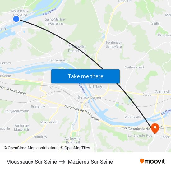 Mousseaux-Sur-Seine to Mezieres-Sur-Seine map