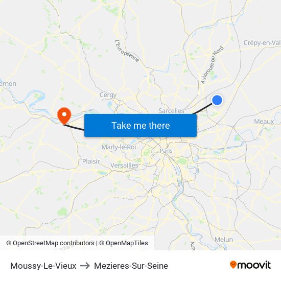 Moussy-Le-Vieux to Mezieres-Sur-Seine map