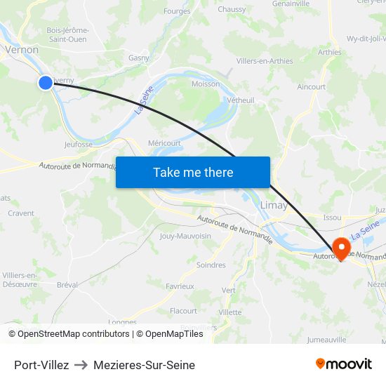 Port-Villez to Mezieres-Sur-Seine map