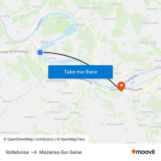 Rolleboise to Mezieres-Sur-Seine map