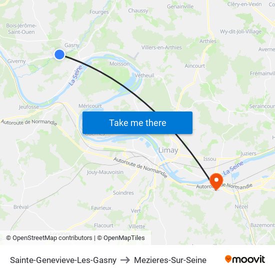 Sainte-Genevieve-Les-Gasny to Mezieres-Sur-Seine map