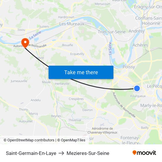 Saint-Germain-En-Laye to Mezieres-Sur-Seine map