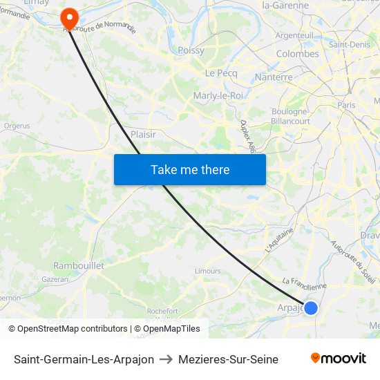 Saint-Germain-Les-Arpajon to Mezieres-Sur-Seine map