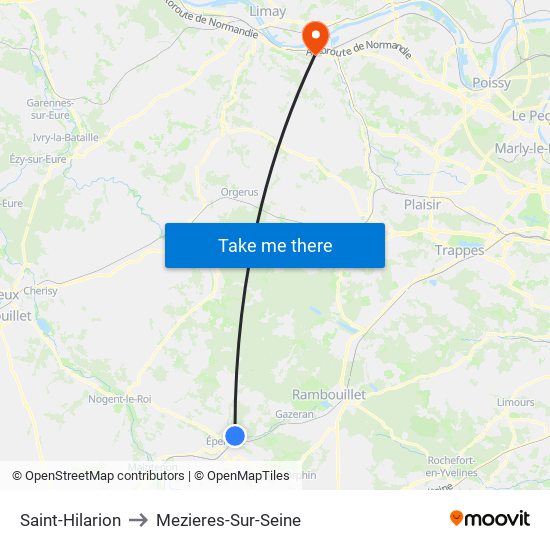 Saint-Hilarion to Mezieres-Sur-Seine map