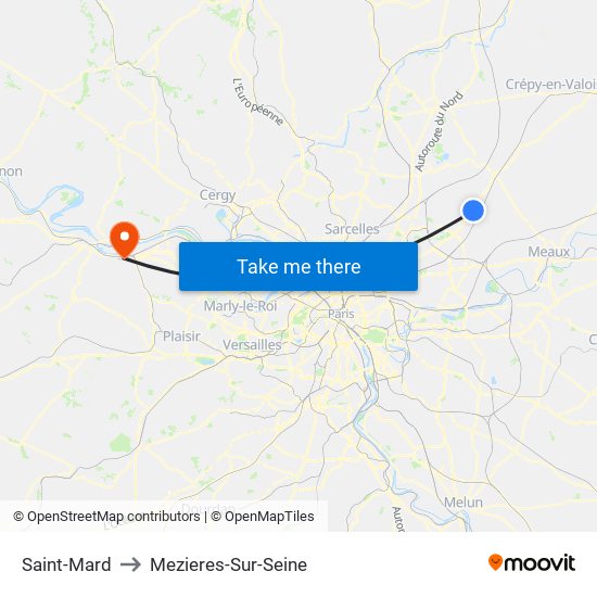 Saint-Mard to Mezieres-Sur-Seine map