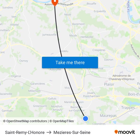 Saint-Remy-L'Honore to Mezieres-Sur-Seine map