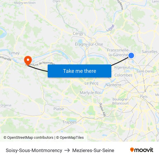 Soisy-Sous-Montmorency to Mezieres-Sur-Seine map