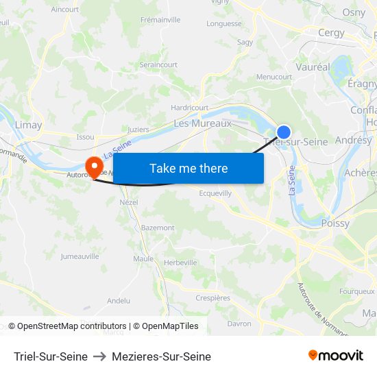 Triel-Sur-Seine to Mezieres-Sur-Seine map