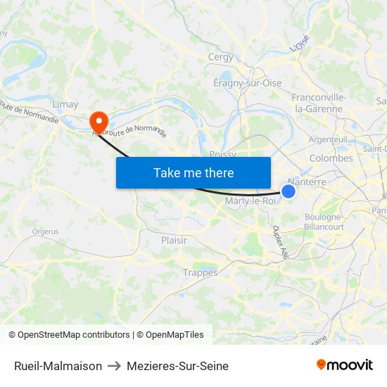 Rueil-Malmaison to Mezieres-Sur-Seine map