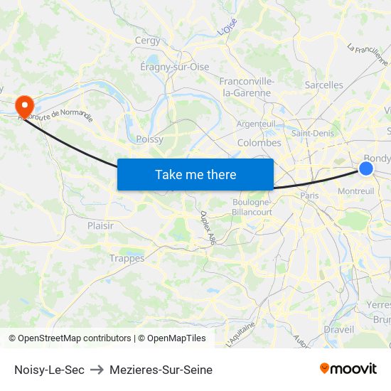 Noisy-Le-Sec to Mezieres-Sur-Seine map