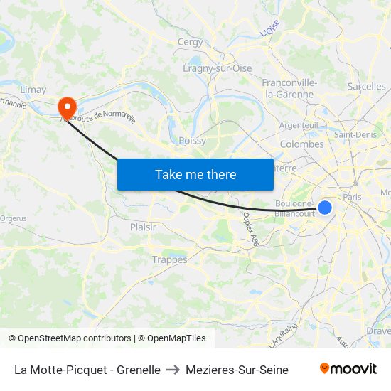 La Motte-Picquet - Grenelle to Mezieres-Sur-Seine map