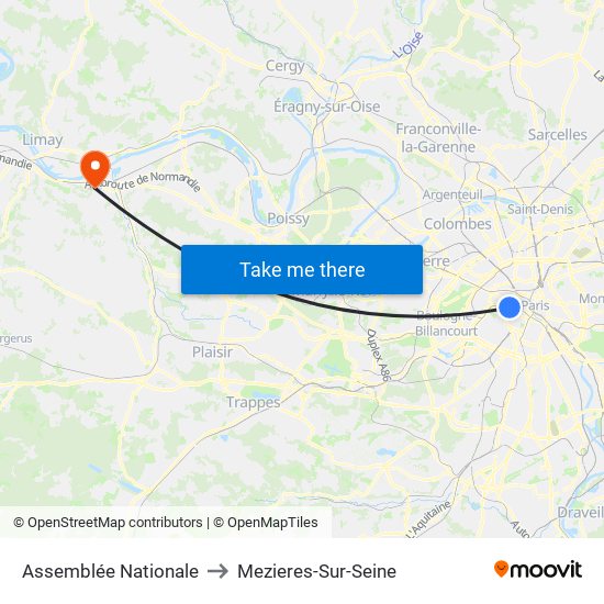 Assemblée Nationale to Mezieres-Sur-Seine map