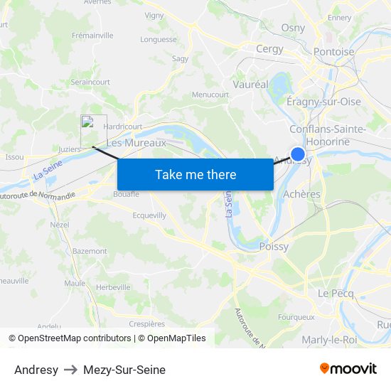 Andresy to Mezy-Sur-Seine map