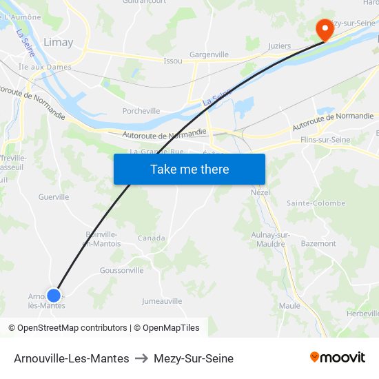 Arnouville-Les-Mantes to Mezy-Sur-Seine map