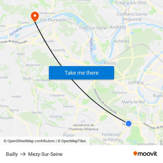 Bailly to Mezy-Sur-Seine map