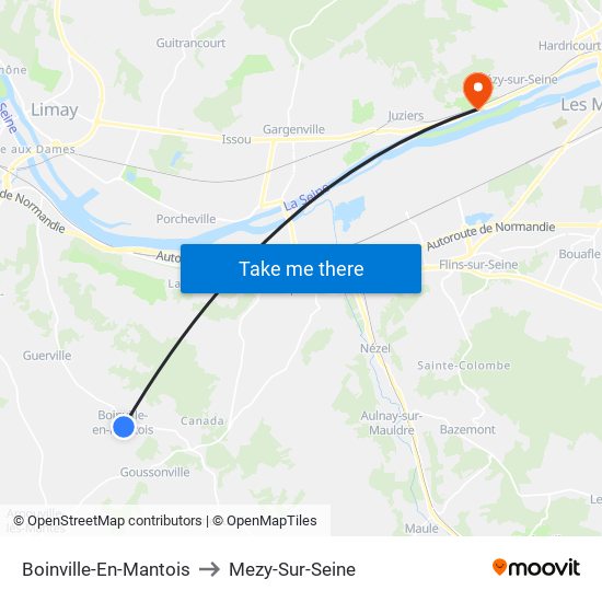 Boinville-En-Mantois to Mezy-Sur-Seine map