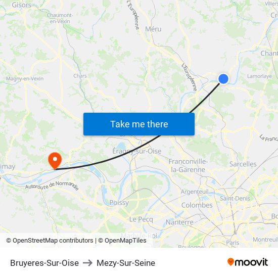 Bruyeres-Sur-Oise to Mezy-Sur-Seine map