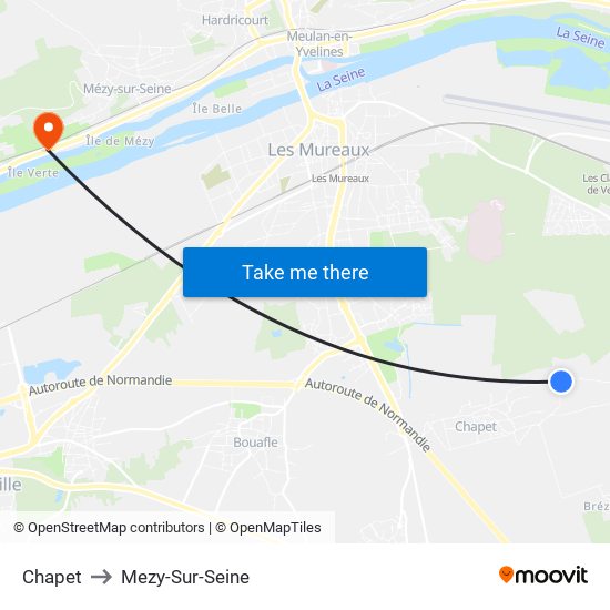Chapet to Mezy-Sur-Seine map