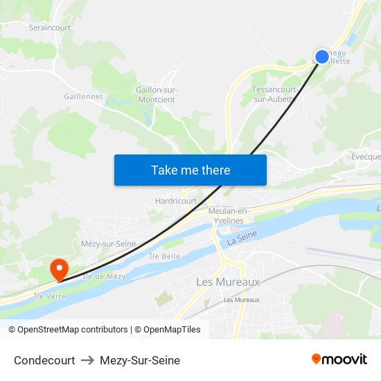 Condecourt to Mezy-Sur-Seine map